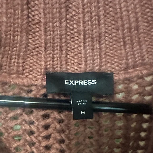 Express Lace-Up Open Knit Sweater in Rose - Picture 2 of 3